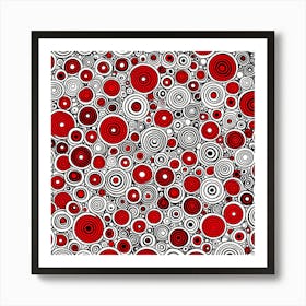 A Vibrant Retro Futuristic Seamless Pattern Featuring Atoms Red And Black And White, flat art, 207 Art Print