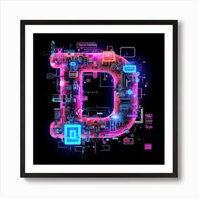 Letter D made of LIght Bulb Art Print