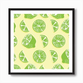 Lime Pattern On Pastel Yellow Square Art Print