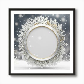 Create A Slim Metallic Snow White Winter Round Bor (2) Art Print