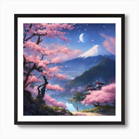 Japanese Sakura In Mountain 5 Art Print