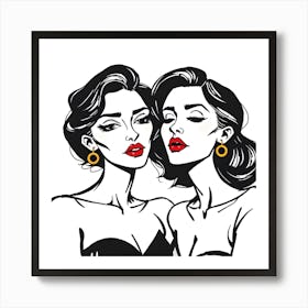 Two Beautiful Women Art Print