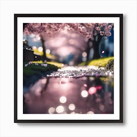 Sunlight on Water and Cherry Blossom Art Print