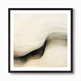 Abstract Organic Minimalist Black Waves 5 Art Print