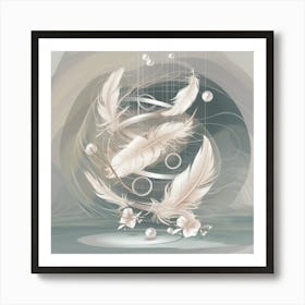 Feathers And Pearls 1 Art Print