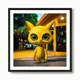 Firefly Cute, Friendly, Alien, Yellow, Cat Eyes, Bus Stop, Whimsical, Vibrant, Extraterrestrial, Cha (8) Poster