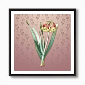 Vintage Knysna Lily Botanical on Dusty Pink Pattern n.0999 Art Print