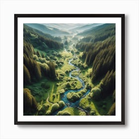 Aerial View Of A Valley Art Print