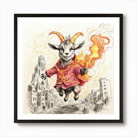 Goat In Flames 8 Art Print