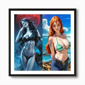 Two Women In Bikinis 21 Art Print