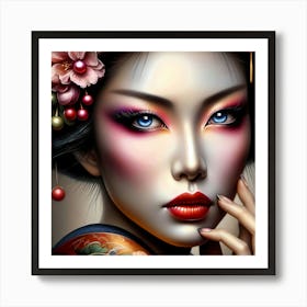 Japan Traditional Geisha Illustration By Ad 45 Art Print