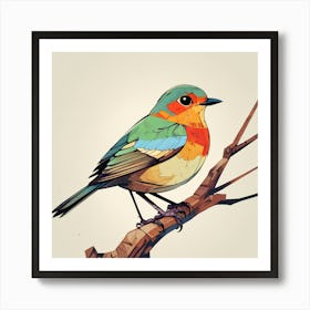 Cubism Art, Robin bird Art Print