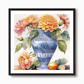 blue Flower Vase 21 Art Print