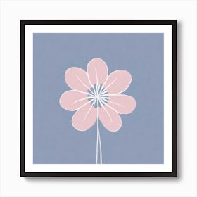 A White And Pink Flower In Minimalist Style Square Composition 239 Art Print