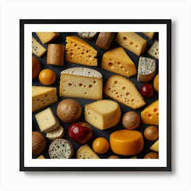 Top View Of Different Types Of Cheese Art Print