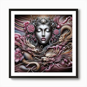 Chinese Woman With Dragons 1 Art Print