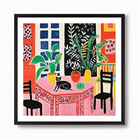 Cat At The Table 9 Art Print