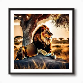 Lion In The Savannah 26 Art Print