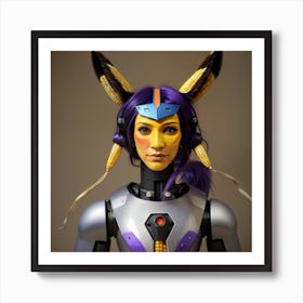 Robot With Purple Ears Art Print