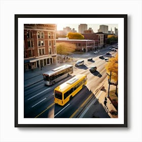 Transit Tracking School Journey Bus Stop Drone Route Dropped Community Day Small Wheel N (4) Art Print