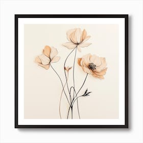 Three Flowers On A Wall Art Print