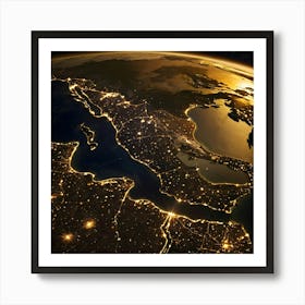 Earth At Night 17 Art Print