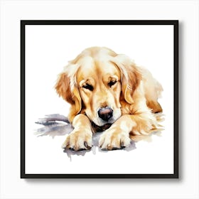 Golden Retriever Watercolor Painting 2 Art Print