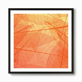 Abstract Texture Of Colorful Bright Pattern Of Transparent Leaves Of Orange And Yellow Color Art Print