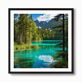 Turquoise Lake In The Mountains 1 Art Print