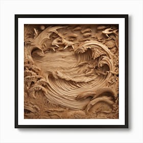 255233 Wooden Sculpture Of A Seascape, With Waves, Boats, Xl 1024 V1 0 Art Print