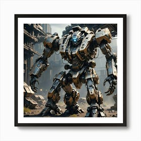 Large Robot In A City Art Print