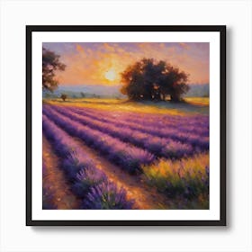 Sunrise Over Lavender Fields Art Print