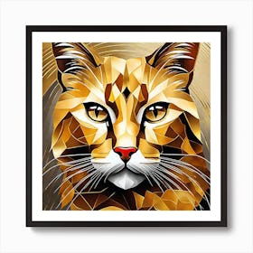 Geometric Cat Painting Art Print