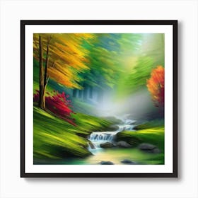 Waterfall Painting 4 Art Print