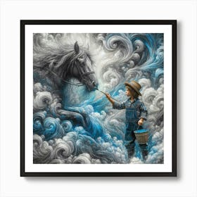 Horse In The Clouds Art Print