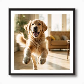 Golden Retriever Jumping Art Print