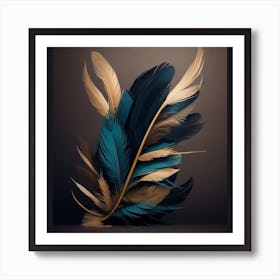 Golden Christmas Glow feather Art Print