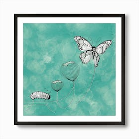 Butterfly And Caterpillar Art Print