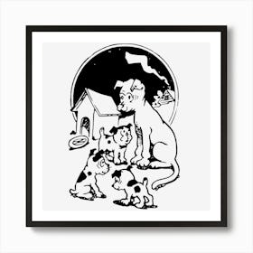 Dog and Puppies Art Print