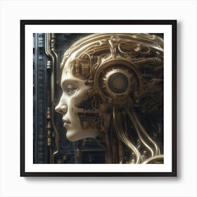 Woman With A Robot Head 7 Art Print