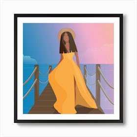 Woman On A Pier Poster