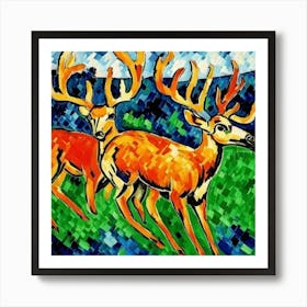 Deer In The Grass Art Print