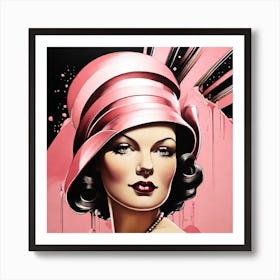 Woman In A Hat - Art Deco Style Woman In Bikini Splash Art Print