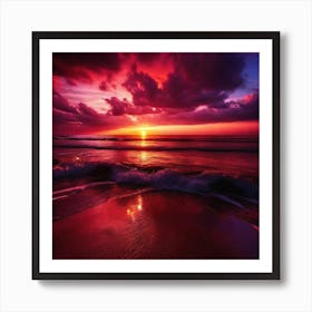 Sunset On The Beach 1078 Art Print