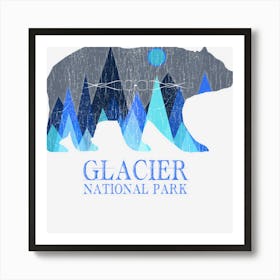 Retro Glacier Grizzly Bear Glacier National Park Art Print