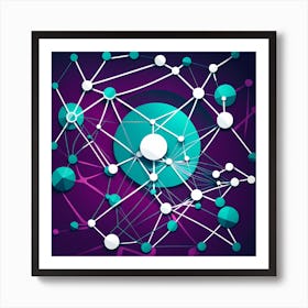 Abstract modern home decor , vibrant colorful art, minimalist art, Science art, Molecular art, Class room Art Print