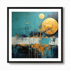 Moon In Blue And Gold 2 Art Print