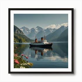 Cruise Ship On A Lake Art Print