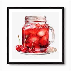 Cherry Juice In A Mason Jar 1 Art Print