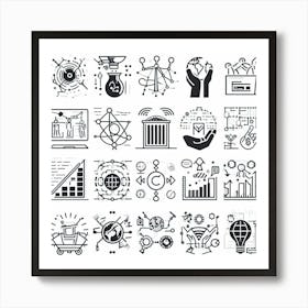 Business Icons Set Vector Illustration 1 Art Print